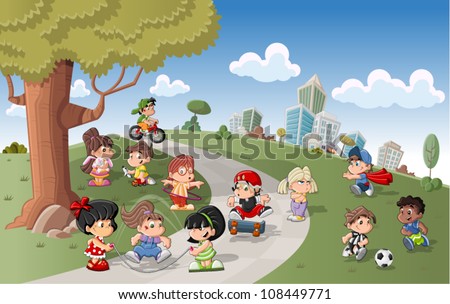 Children Playing In The Park Clipart