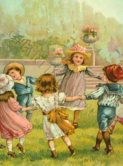 Victorian Children Playing With Toys